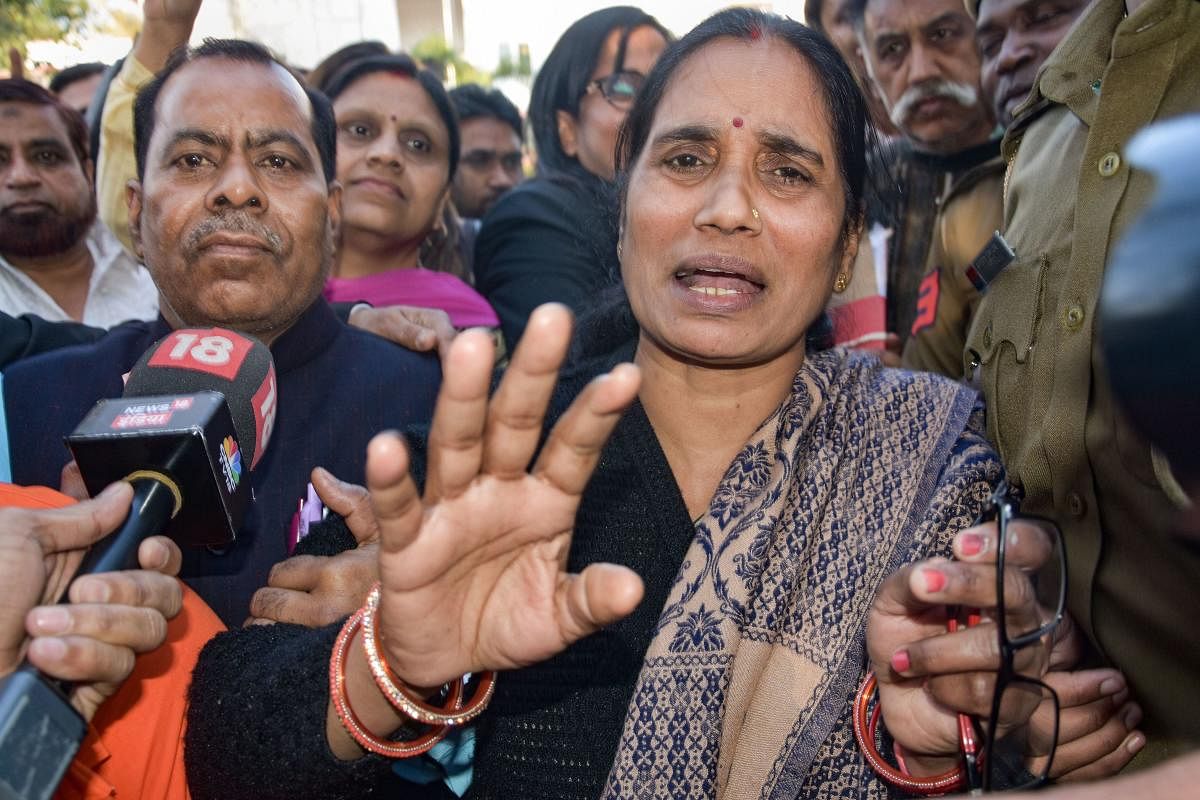 Nirbhaya rape and murder case victim's mother at the Patiala House Court, in New Delhi, Monday, Feb. 17, 2020. Credit: PTI Photo