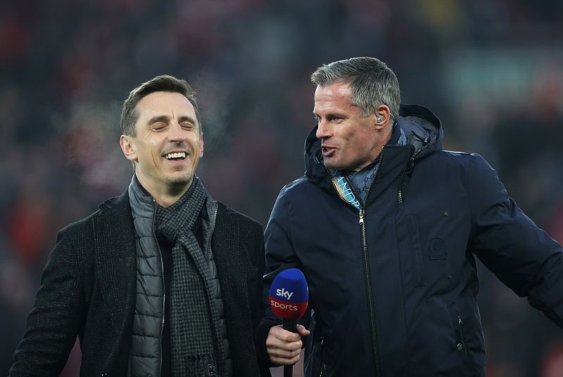 Gary Neville and Jamie Carragher. (Reuters Photo)