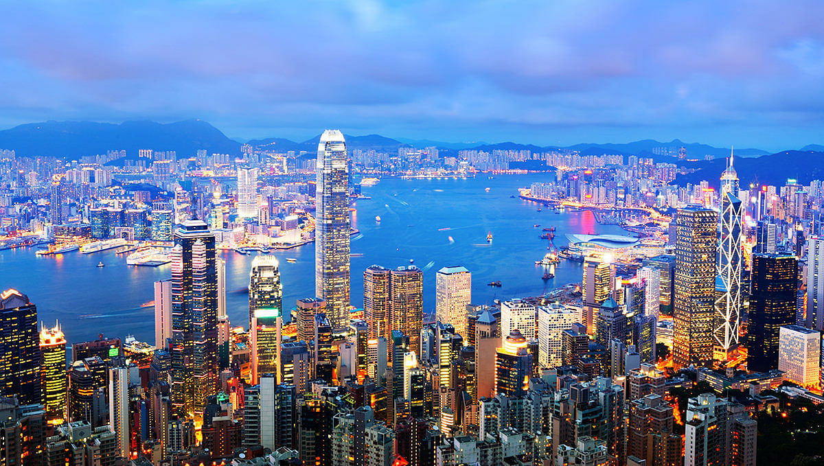 An aerial view of Hong Kong