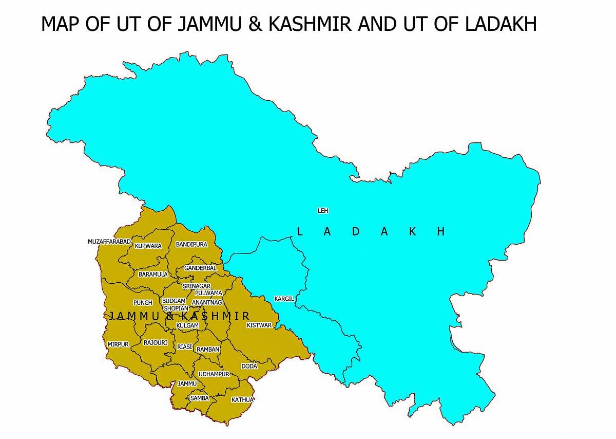 The map of Jammu and Kashmir post-abrogation of Article 370