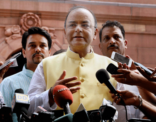 Finance Minister Arun Jaitley today said the revised Constitution Amendment Bill to roll out GST would be introduced in the forthcoming Winter Session of Parliament.  PTI photo