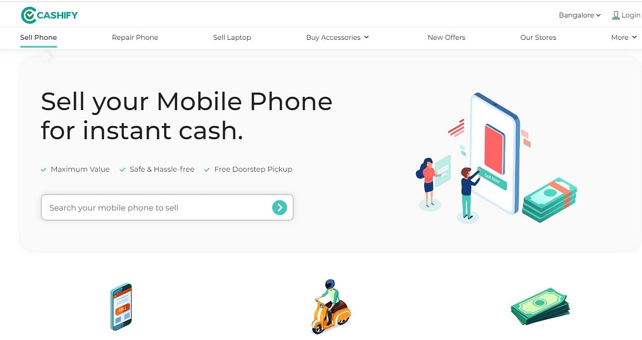 Cashify webpage (screen-shot)