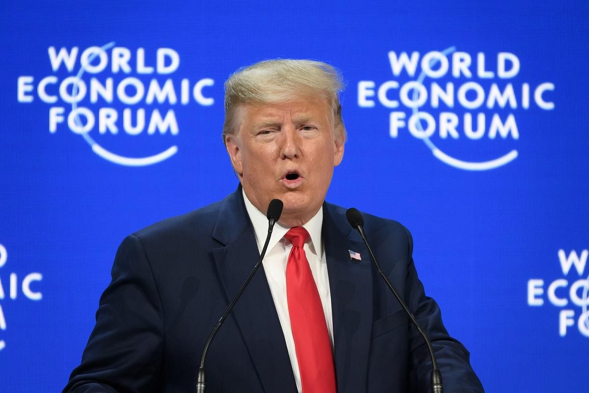 US President Donald Trump addresses the World Economic Forum. (AFP Photo)