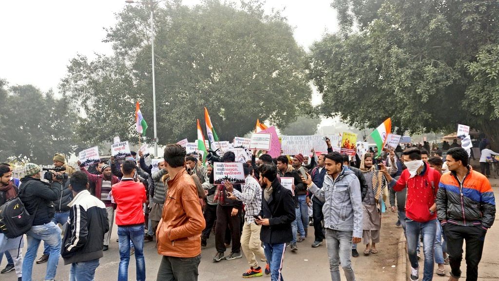 Two protests are scheduled in the national capital with students and activists on one hand and the Left parties on the other. The two marches are to meet at Shaheen Park near ITO. Photo/Twitter (@_SwarajIndia)