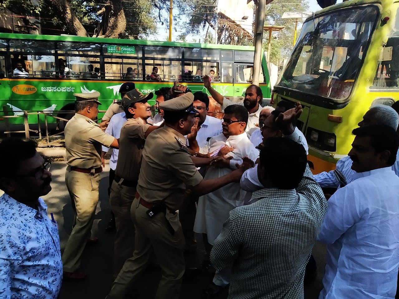 Police have detained 21 persons and shifted them to CAR ground in Hubbali. (DH Photo)