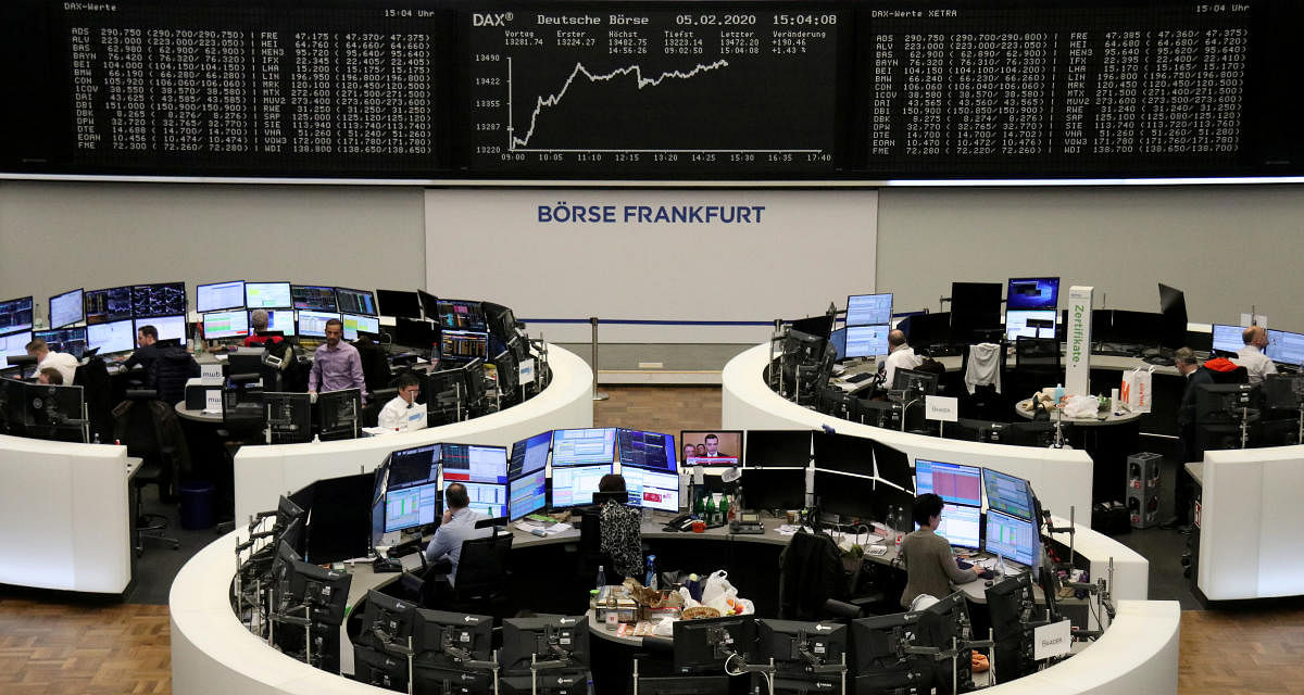 The German share price index DAX graph is pictured at the stock exchange in Frankfurt, Germany, February 5, 2020. (Reuters photo)