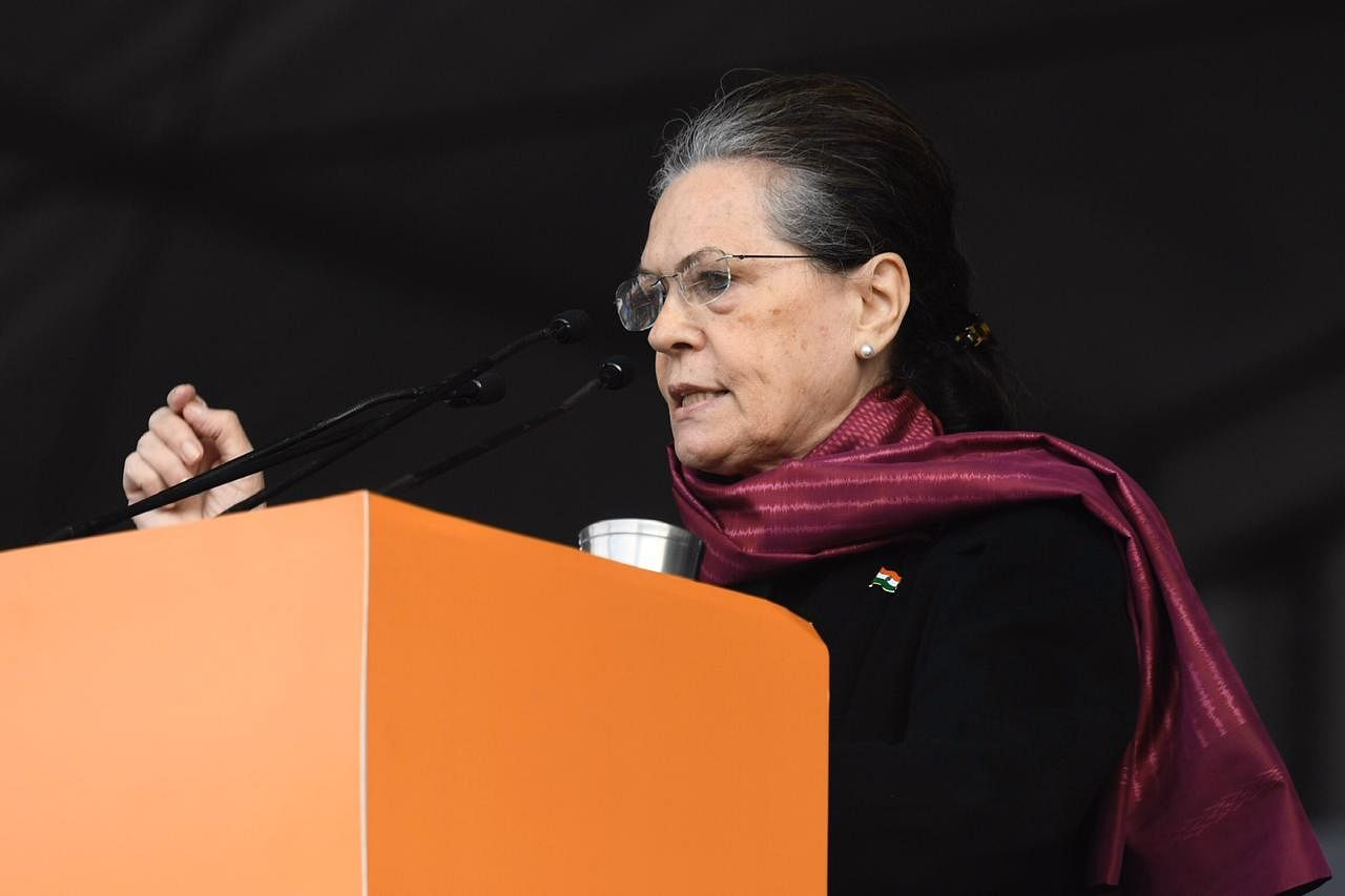 Talking about the newly amended citizenship law, Sonia Gandhi said it has been on the BJP's agenda for a long time now. Photo/Twitter (@INCIndia)