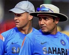 India coach Gary Kirsten with Virender Sehwag. File Photo