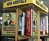 The book entitled 'Jinnah' written by senior BJP leader Jaswant Singh, on display at a book store in Lahore on Thursday. AP