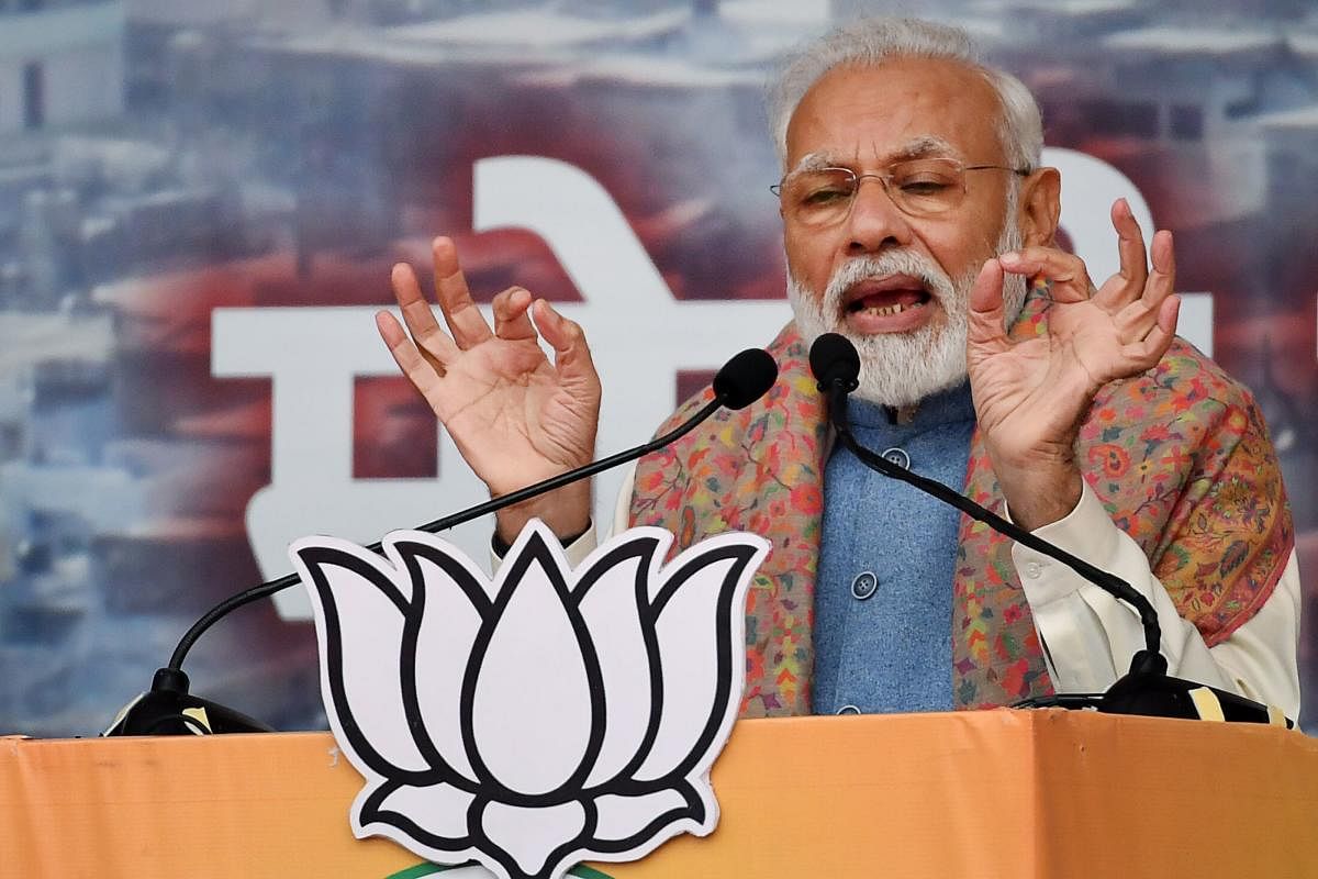Prime Minister Narendra Modi speaks during a rally in New Delhi. (AFP Photo)