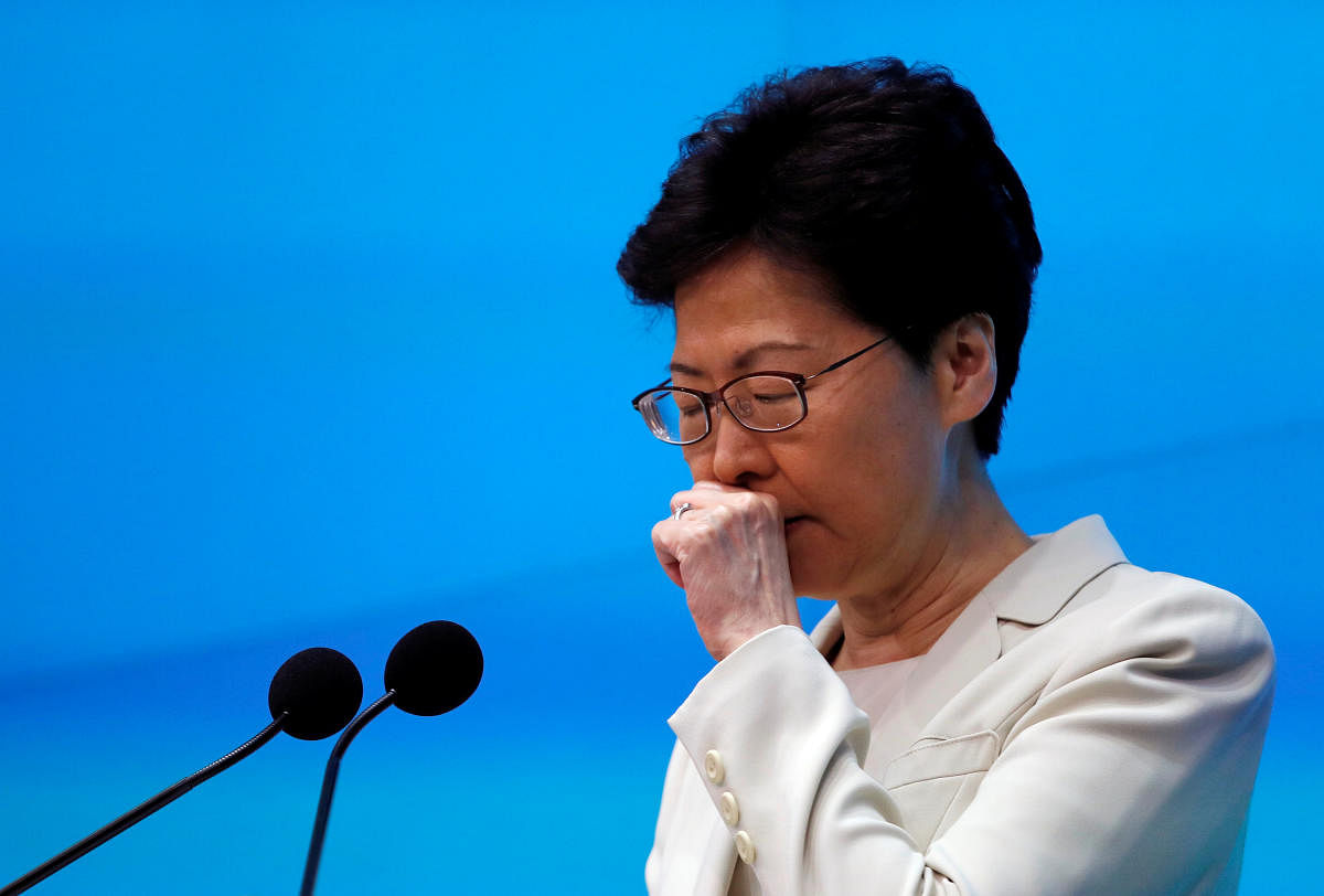 Hong Kong Chief Executive Carrie Lam attends a news conference in Hong Kong (Reuters Photo)