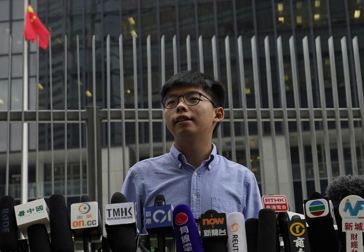 Pro-democracy activist Joshua Wong speaks during a press conference in Hong Kong on Tuesday. (AP/PTI)