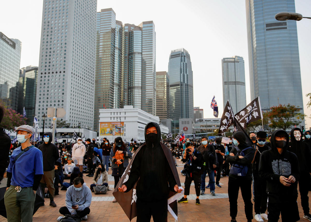 Anti-government protesters attend a demonstration at Edinburgh Place in Hong Kong, China, January 12, 2020. (Reuters Photo)