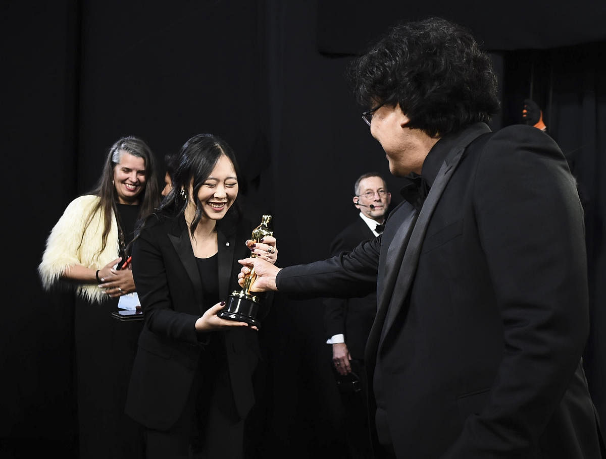 Sharon Choi served as Bong Joon-ho's translator during 'Oscar season'. (Credit: AFP photo)