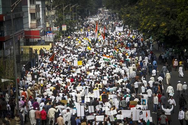 Protestors participate in a rally against a new citizenship law, in Pune, Sunday, Dec. 29, 2019. (PTI Photo)