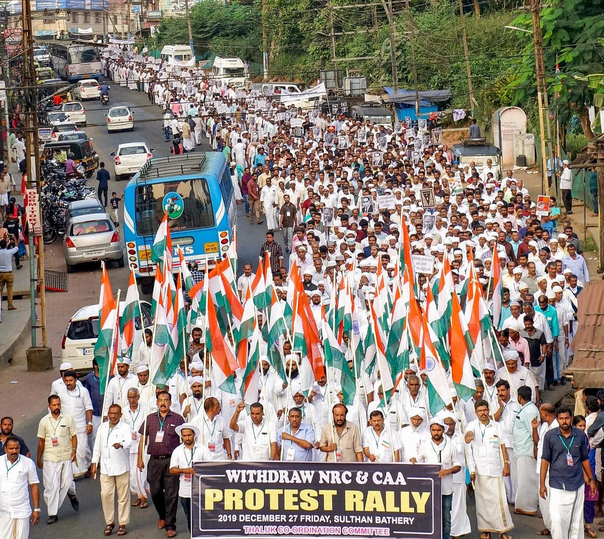  Protesters take out a rally against Citizenship Amendment Act (CAA). (PTI Photo)