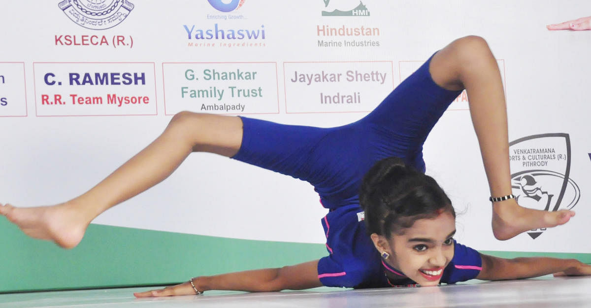 Tanushree Pithrody performing an asana.