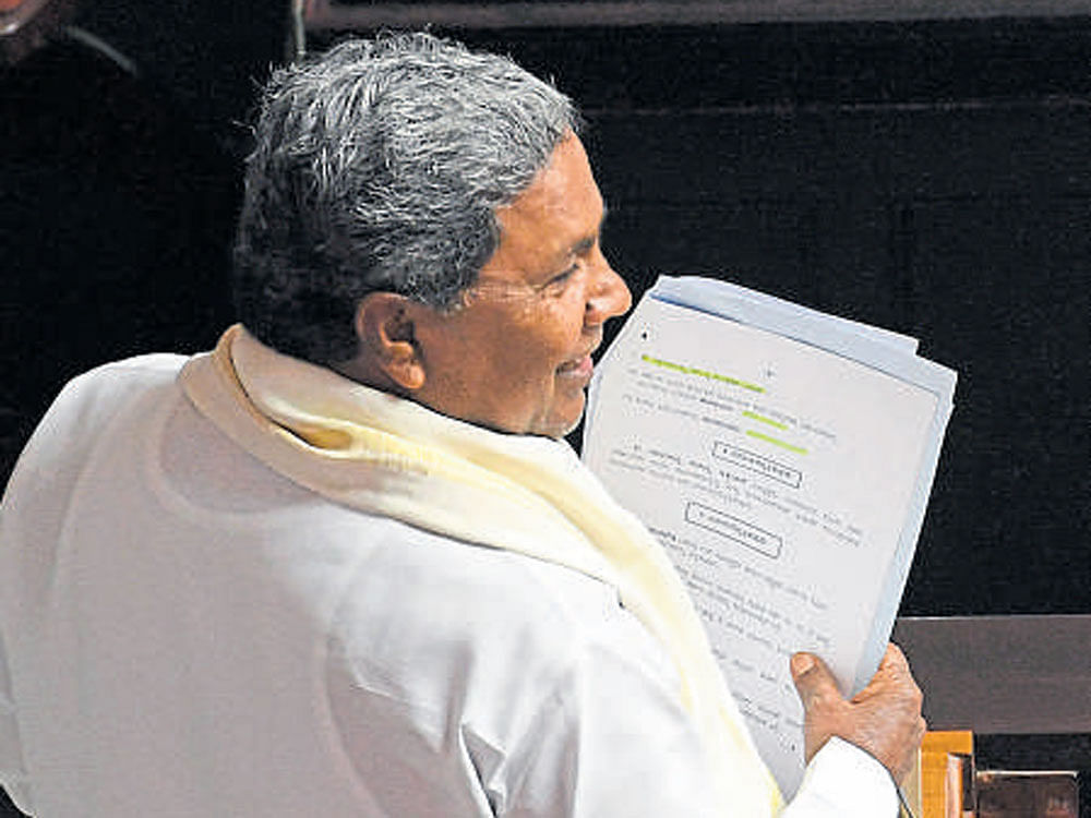 Chief Minister Siddaramaiah introduces the GST bill in the Legislative Assembly on Wednesday. DH PHOTO