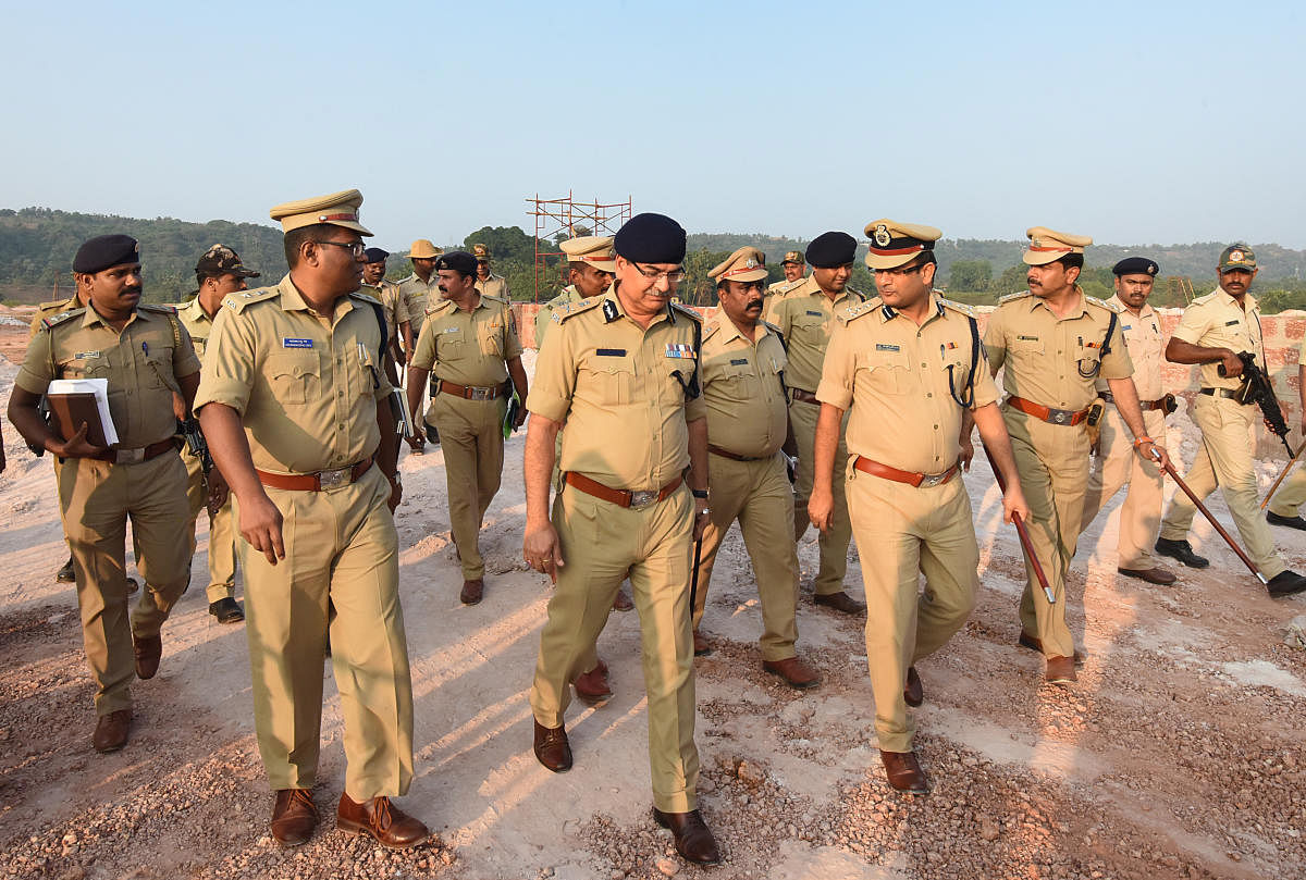 ADGP (Law and Order) Amar Kumar Pande along with Commissioner of Police Dr P S Harsha visited the venue of the protest rally at Kannur in Adyar on Tuesday.