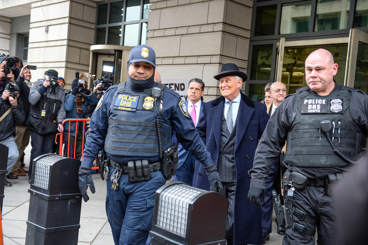 Former Trump campaign adviser Roger Stone departs following his sentencing hearing at U.S. District Court in Washington. (REUTERS Photo)