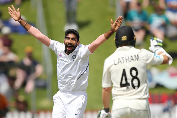 Jasprit Buhmrah appeals for a wicket. (Reuters Photo)