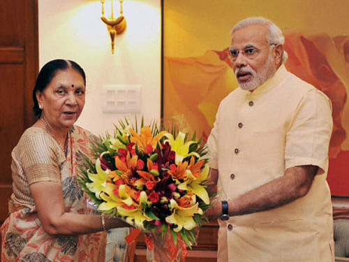 Echoing Modi's old demands, Anandiben asked the Centre to expedite the construction of sluice gates at the Sardar Sarovar Narmada Project, for which the prime minister made fun of his predecessor Manmohan Singh during electioneering. PTI photo