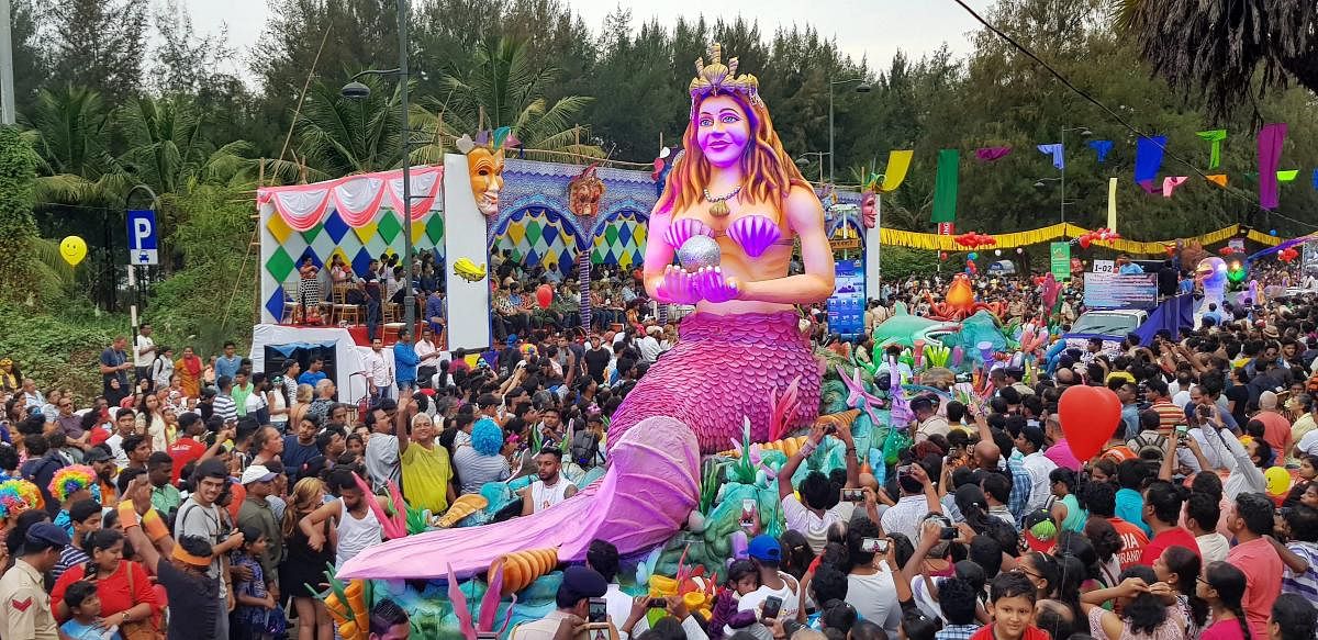 People participate in the float parade during the Goa carnival in Panaji in 2018. Credit: PTI Photo
