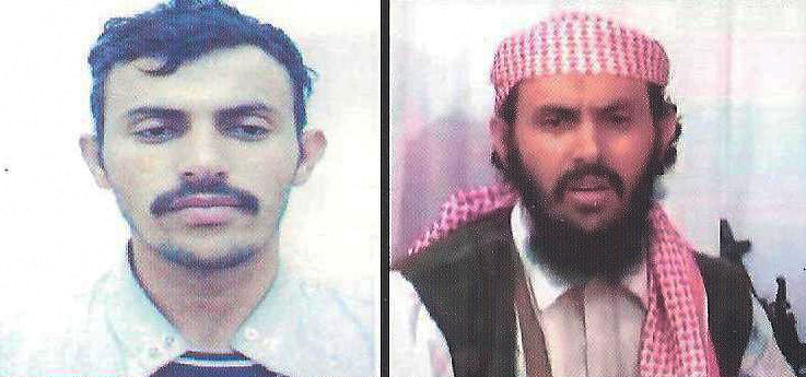 A file Yemeni police wanted poster released on October 11, 2010 shows two different images of Al-Qaeda in the Arabian Peninsula (AQAP) military chief in Yemen Qassim al-Rimi. (Credit: AFP Photo)