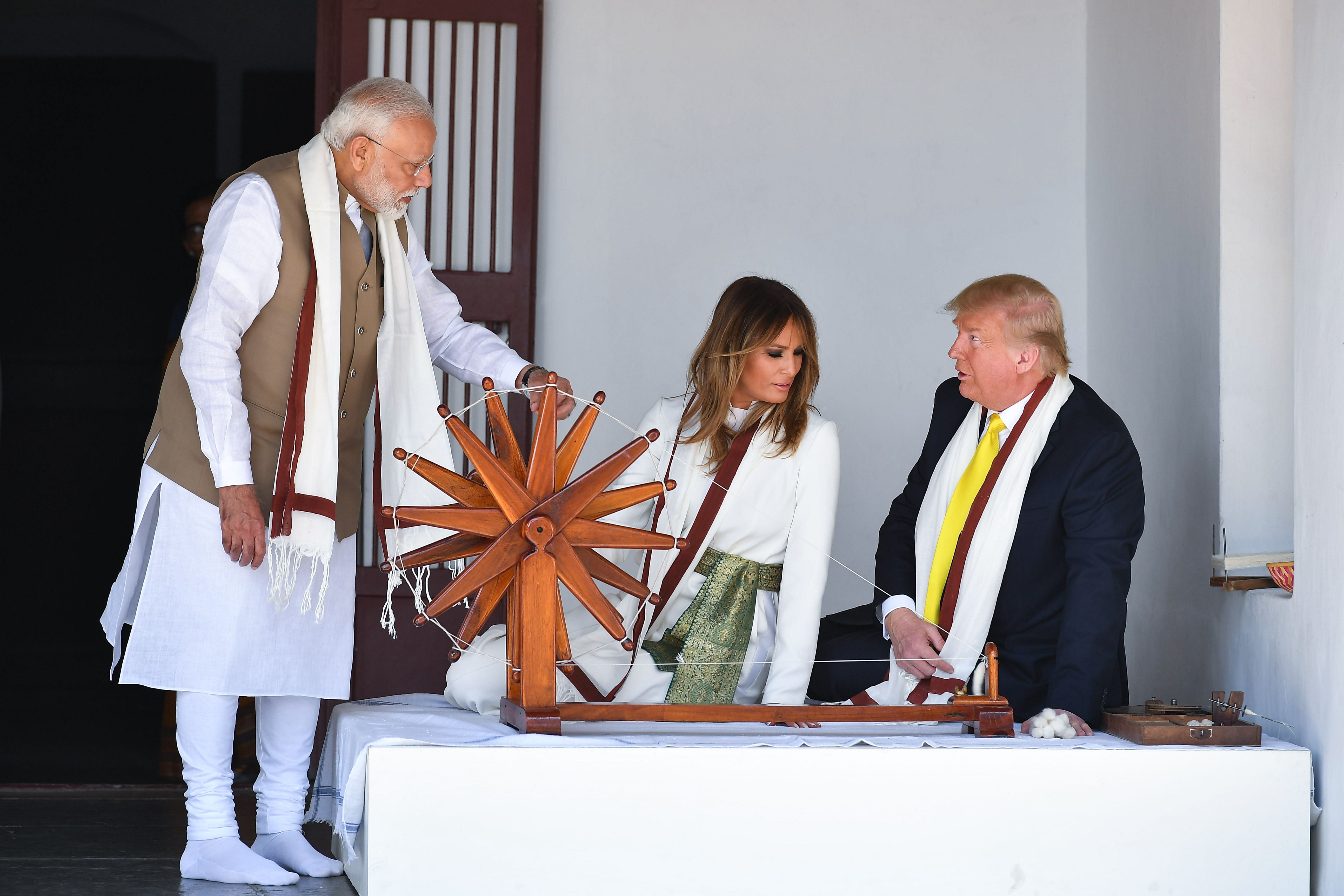 "To my great friend Prime Minister Naredra Modi, thank you for this wonderful visit," Trump wrote in the Ashram visitors' book. (Credit: AFP Photo)