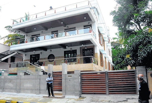 PALATIAL&#8200;HOME: Former Minister Krishnaiah Setty's residence in Malleswaram, which was raided on Thursday. dh photo