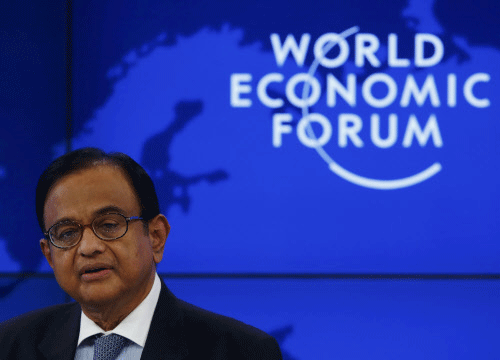 Finance Minister Chidambaram attends session at World Economic Forum in Davos. Reuters