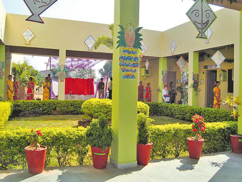 An inside view of Smt Bhadraben Butala Kalrav Academy for National Education  at Modasa in Gujarat.