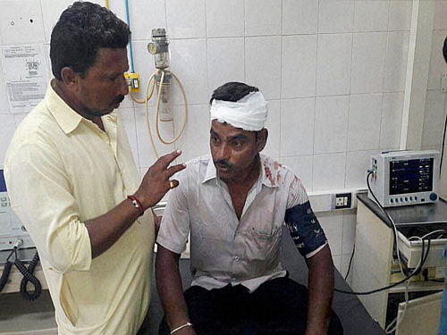An injured dalit being treated at a hospital in Bhavnagar on Monday night. Several Dalits returning from ''Dalit pride march'' in Una were beaten up on Monday night by people of other communities in two villages near the city in Gir Somnath district of Saurashtra region in Gujarat. PTI Photo