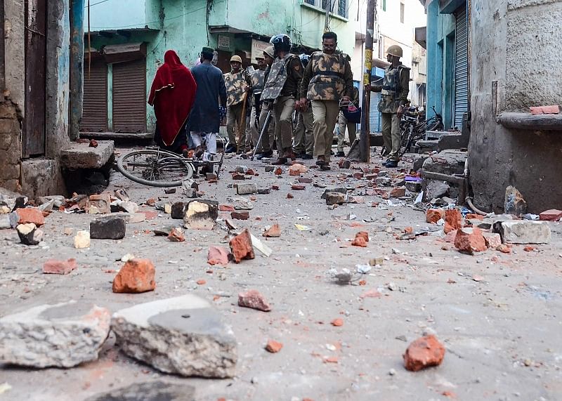 A view of after Clashes broke out between anti-CAA protesters and police at Uparkot jama masjid Aligarh. (PTI Photo)