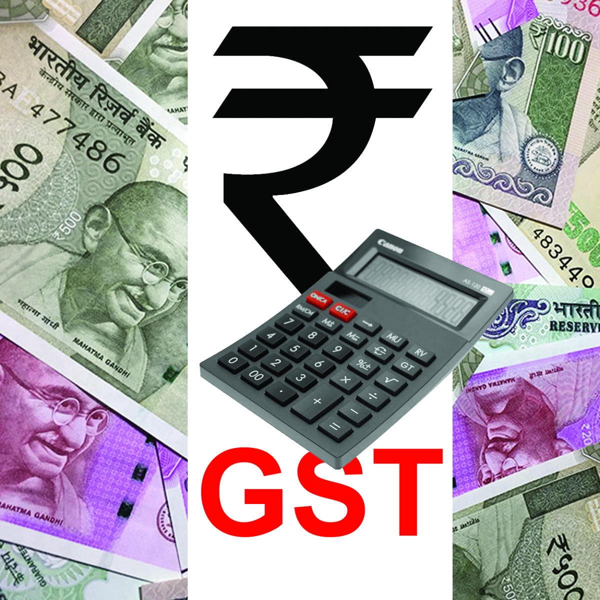 Of the Rs 94,726 crore collected, Central GST (CGST)collection is Rs 16,442 crore, State GST (SGST) is Rs 22,459 crore, Integrated GST (IGST) is Rs 47,936 crore and Cess is Rs 7,888 crore. DH Illustration
