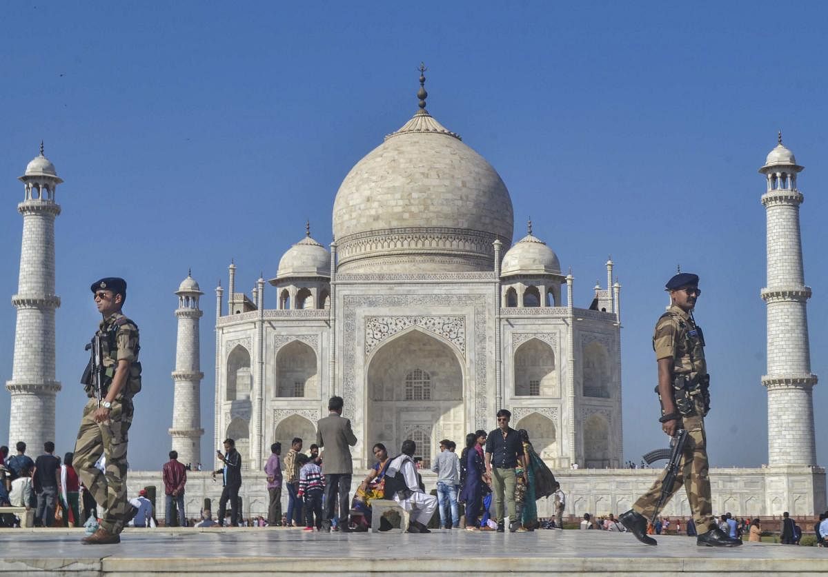 The 17th-century monument to love, built over a period of nearly 20 years by Shah Jahan in memory of his wife after her death in 1631, is being refurbished to welcome the American leader and US First Lady Melania Trump. Credit: PTI Photo