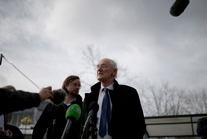 WikiLeaks founder Julian Assange's father John Shipton, speaks at a news conference outside Woolwich Crown Court, during a hearing to decide whether Assange should be extradited to the United States, in London, Britain. (Reuters Photo)