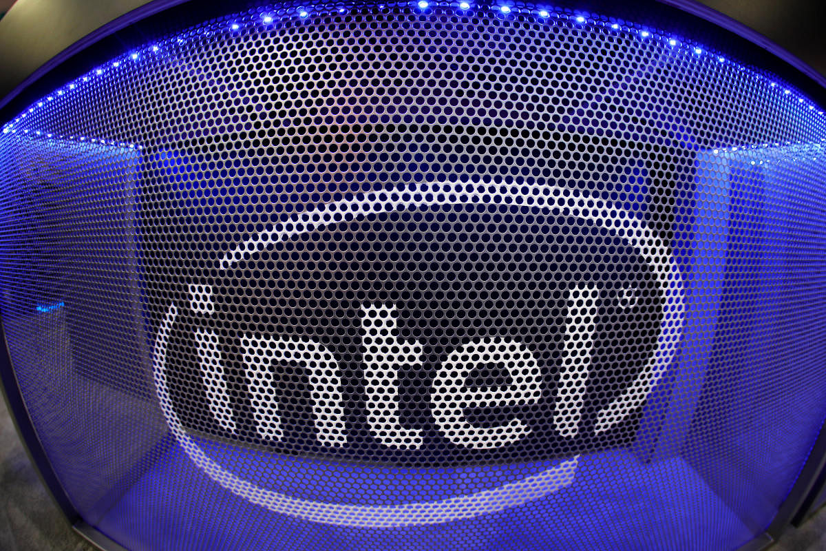 FILE PHOTO: Computer chip maker Intel's logo is shown on a gaming computer display (REUTERS/Mike Blake)