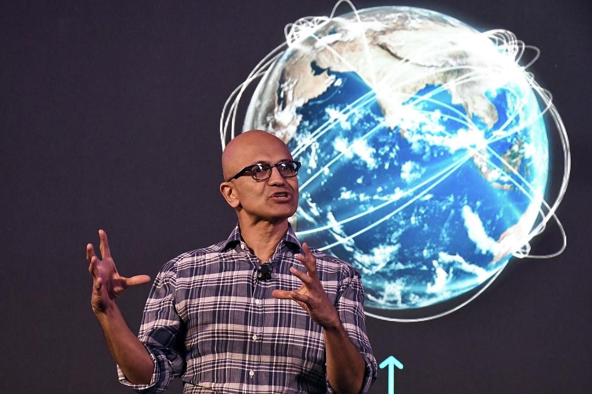  "Tech is everywhere - it is in stadiums, hospitals, cars, and refrigerators. Technology has changed the way we experience things," Microsoft CEO Satya Nadella. (PTI Photo)