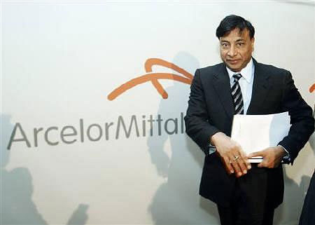 Lakshmi Mittal leaves the room after a news conference in Luxembourg. Reuters