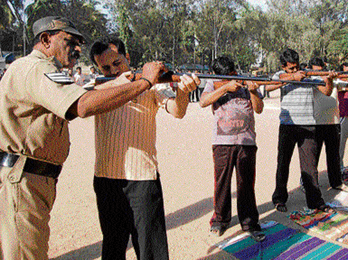 A file photo of the annual rifle training for civilians organised by the police department in Kolar.