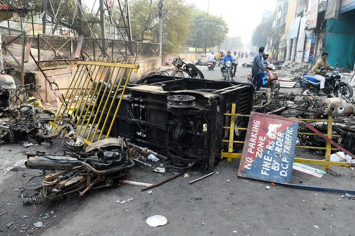 A view of the violence in Delhi. (AFP Photo)