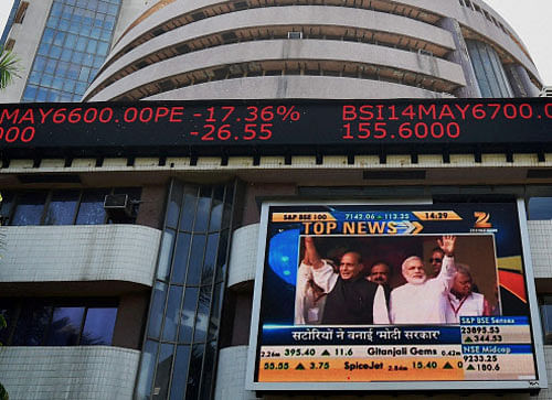 Mumbai: The Sensex crossed the 24,000 points mark at Bombay Stock Exchange in Mumbai on Tuesday. PTI Photo by Santosh Hirlekar