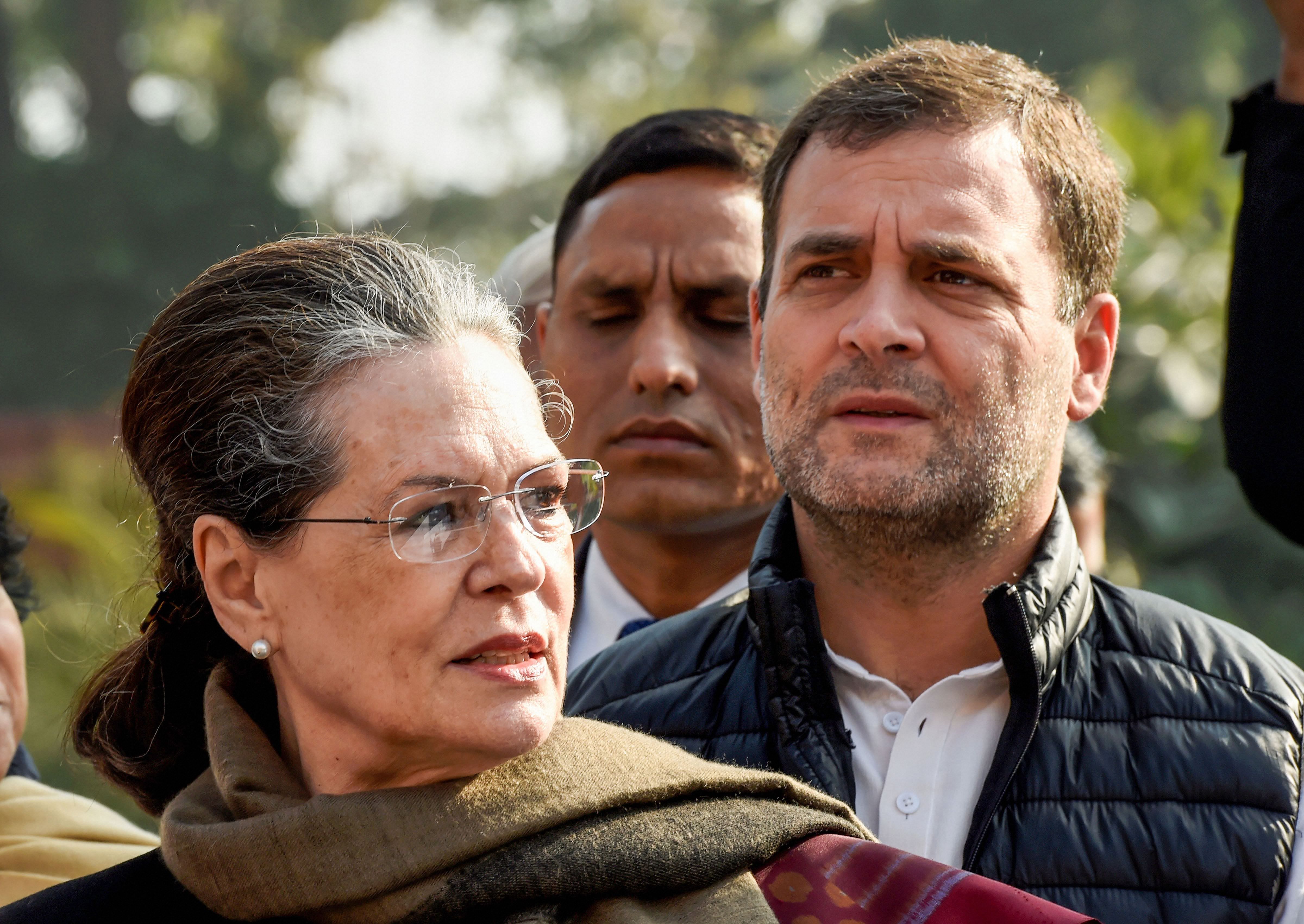 Opposition leaders including Sonia Gandhi (L) and Rahul Gandhi. (PTI Photo)