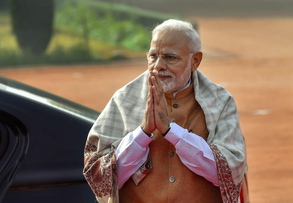 Modi arrived at the Vadodara airport in the morning, where he was received by Gujarat Chief Minister Vijay Rupani and Deputy Chief Minister Nitin Patel, a state government release said. (PTI File Photo)