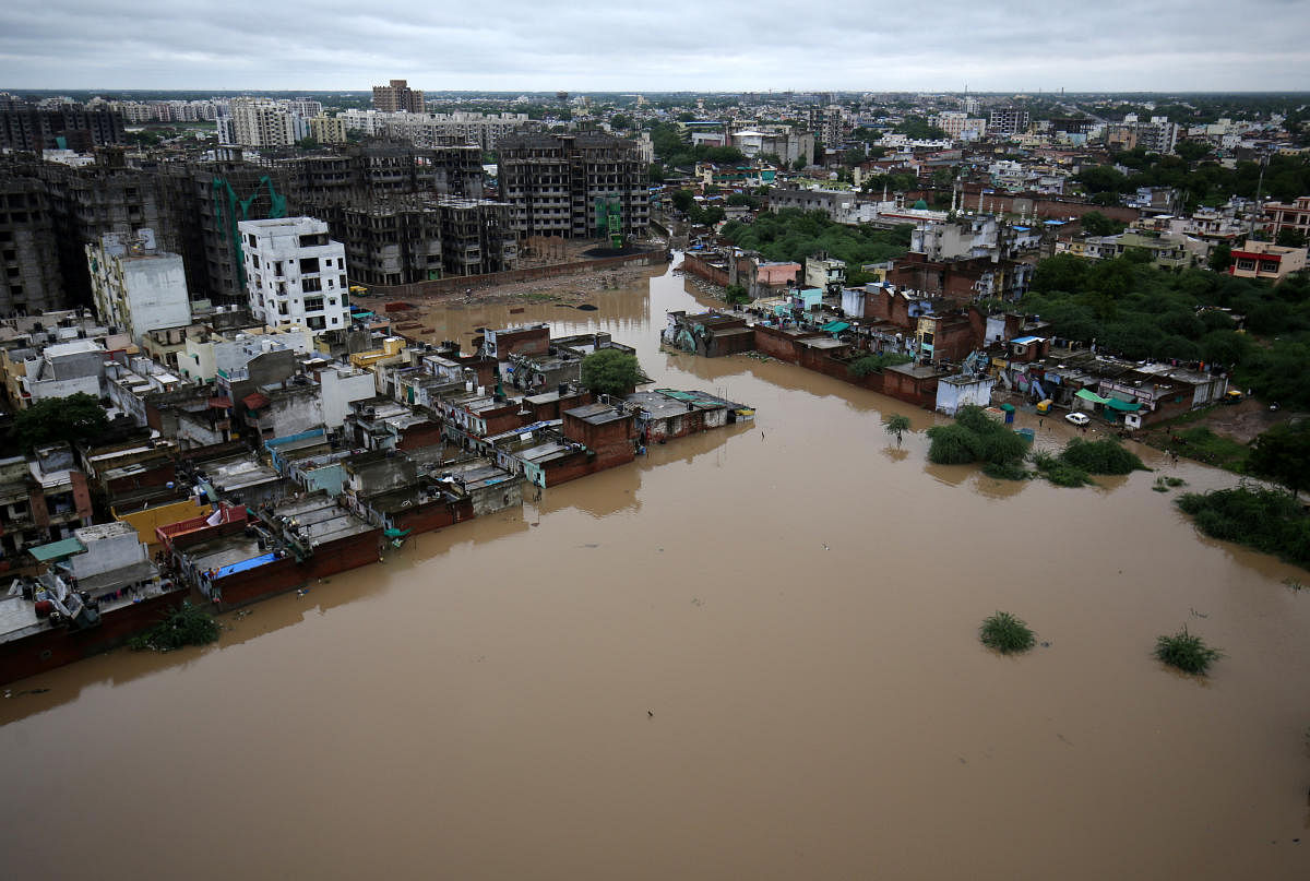 An aerial view shows a flooded residential area after heavy rains in Ahmedabad (Reuters photo)