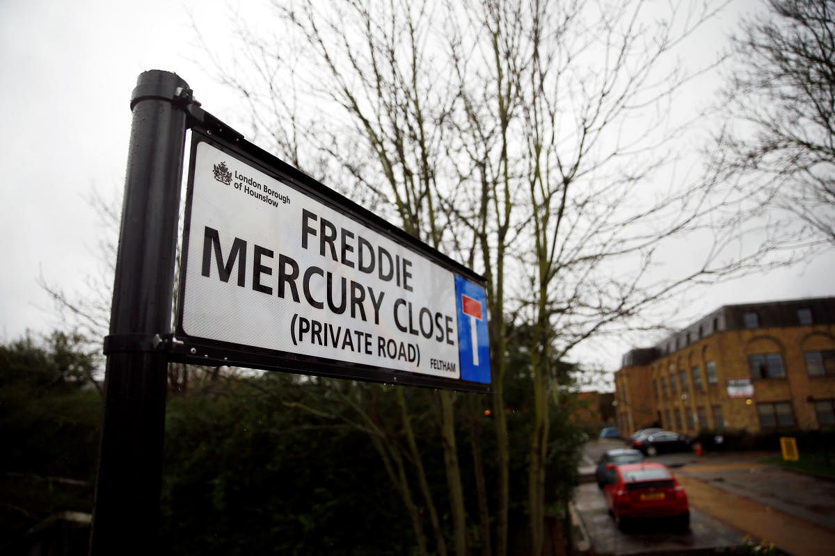 The unveiled sign to rename a street in Feltham "Freddie Mercury Close" is seen in Greater London, Britain, February 24, 2020. (REUTERS Photo)