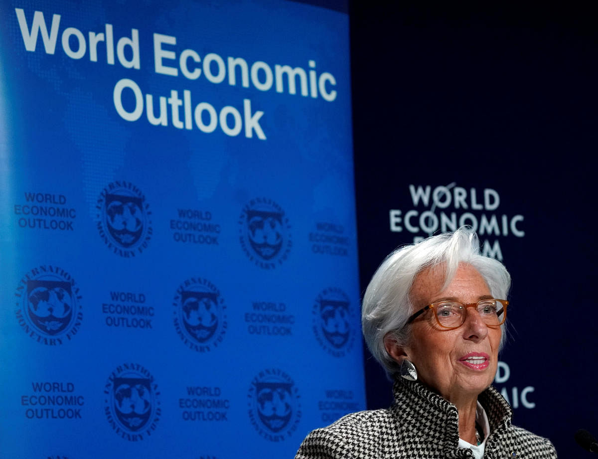 Lagarde Managing Director of the IMF attends a news conference on the world economic outlook during the WEF in Davos. Reuters photo