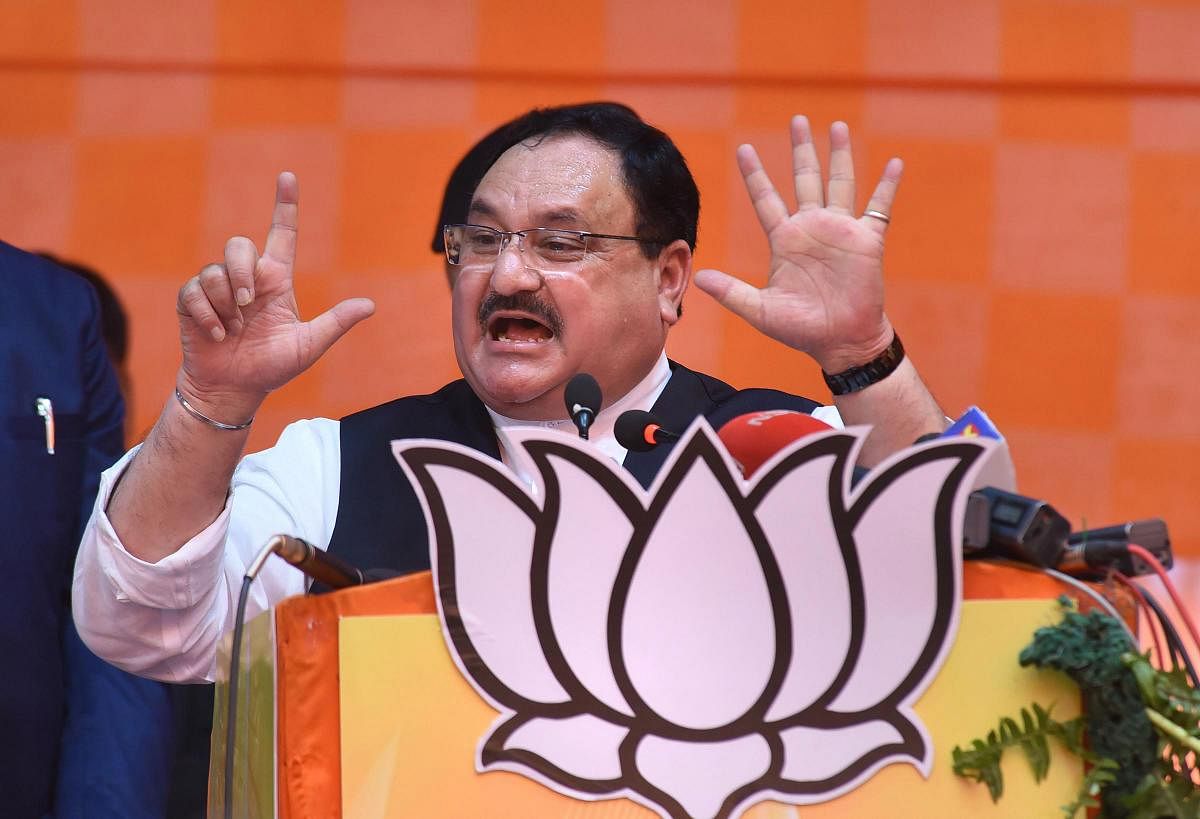 Addressing a rally in Himachal Pradesh’s Solan, BJP president J P Nadda called Modi a “world leader”, citing also the praise he got from US President Donald Trump during his recent India visit. (PTI Photo)