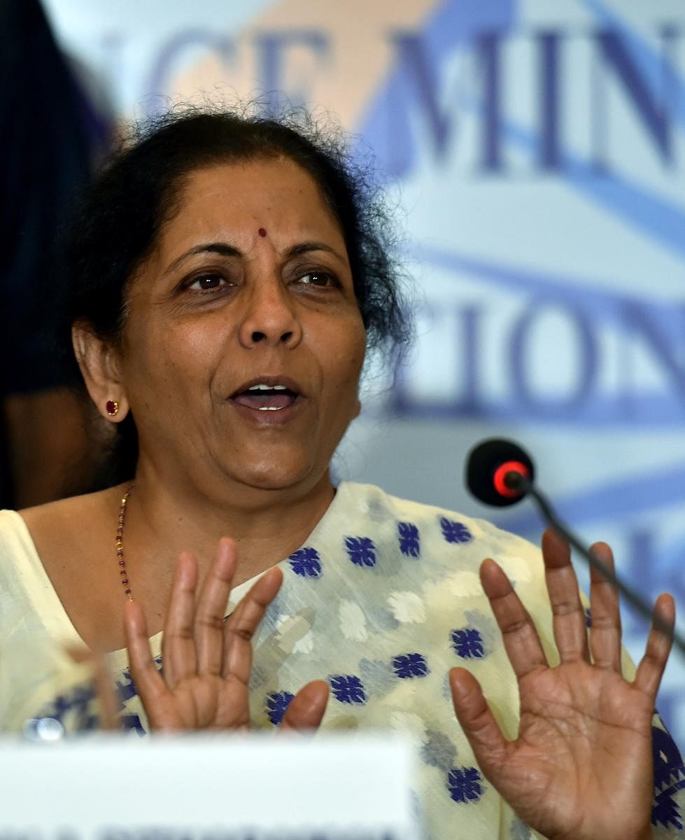 Union Finance Minister Nirmala Sitharaman during a press conference in Kolkata, on Friday. PTI